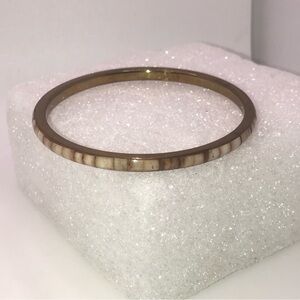 Vtg Bone Inlay Panels Brass Bangle 8” / 2.6” Diameter